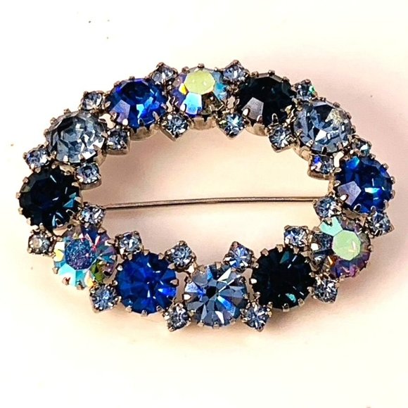 Karu Arke Inc. Jewelry Karu Arke Inc Brooch Blue Rhinestones Aurora
